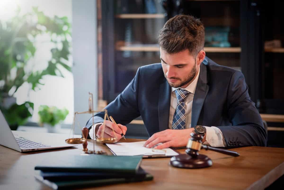 Lawyer or attorney working in the office